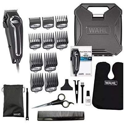 WAHL Clipper Elite Pro High Performance Haircut Kit for Men with Hair Clippers, Secure fit Guide Combs with Stainless Steel Clips by The Brand Used by Professionals. #79602