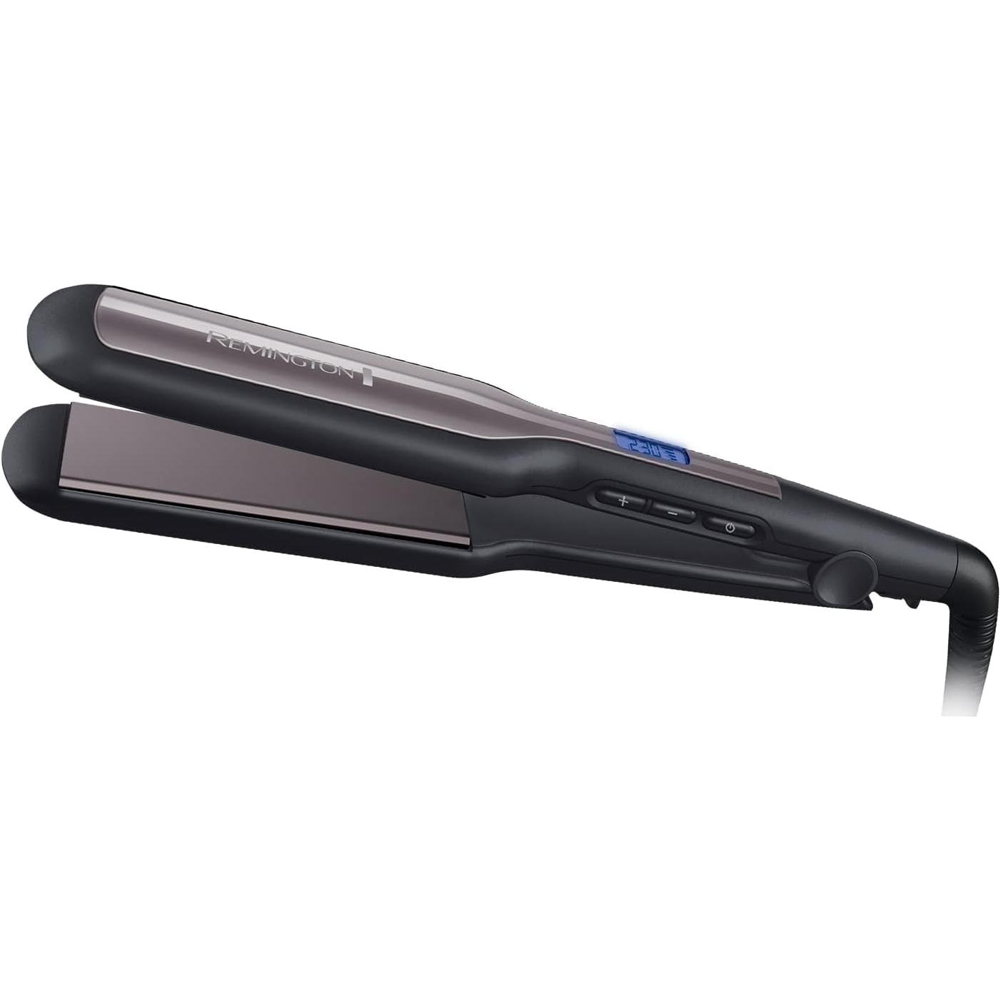 Remington Pro Ceramic Extra Wide Plate Hair Straighteners for Longer Thicker Hair, Digital Temperature Control S5525, BLACK