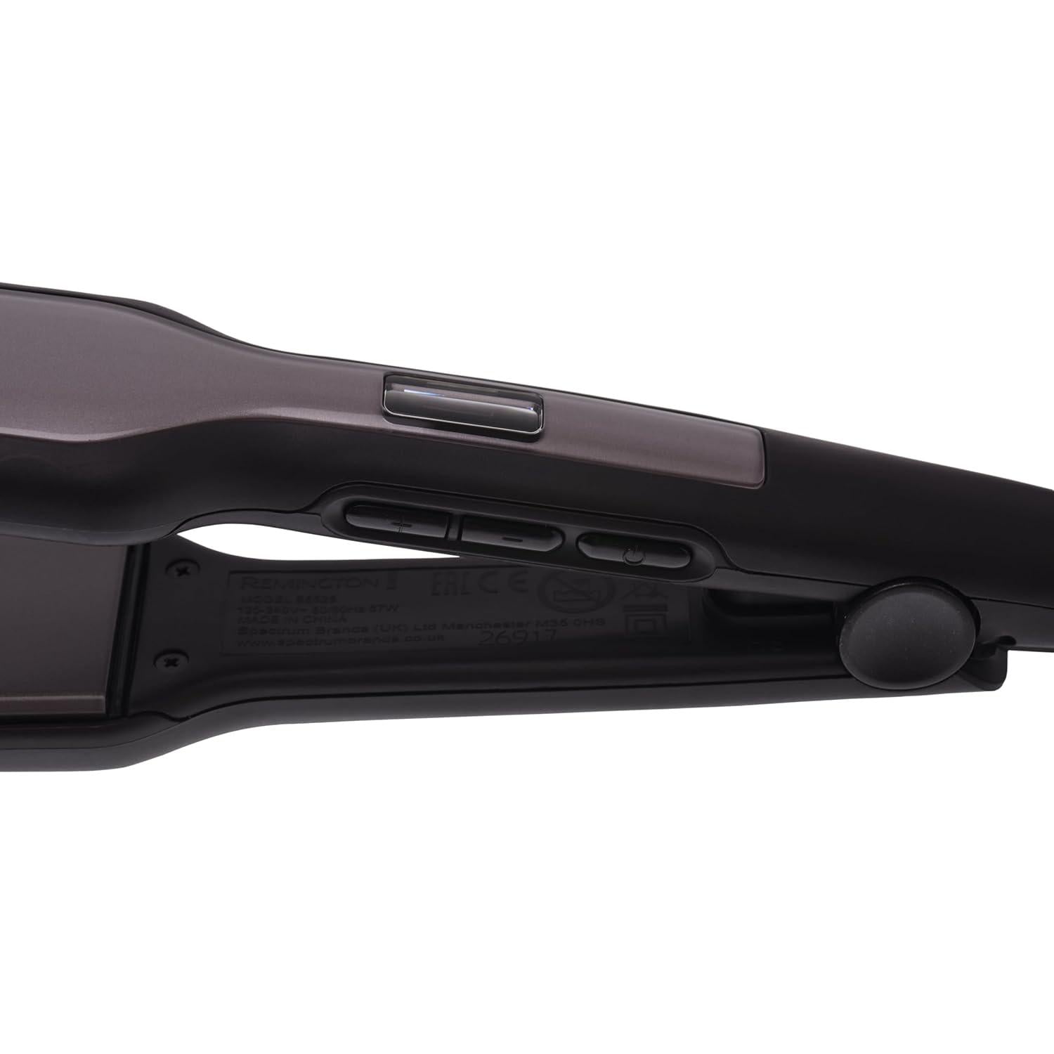 Remington Pro Ceramic Extra Wide Plate Hair Straighteners for Longer Thicker Hair, Digital Temperature Control S5525, BLACK