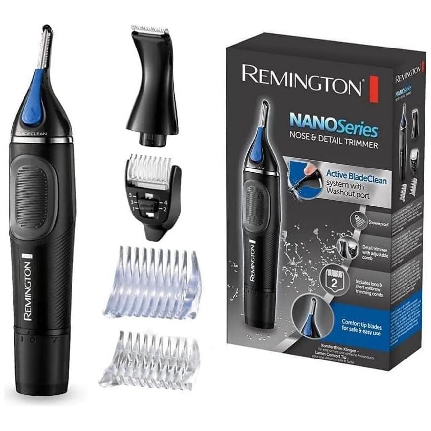 Remington NE3870,Remington Hygiene Clipper Lithium NanoSeries NE3870 Trimmer for Nose, Ear & Eyebrow Hair with Detail Trimmer Attachment Black, Black,