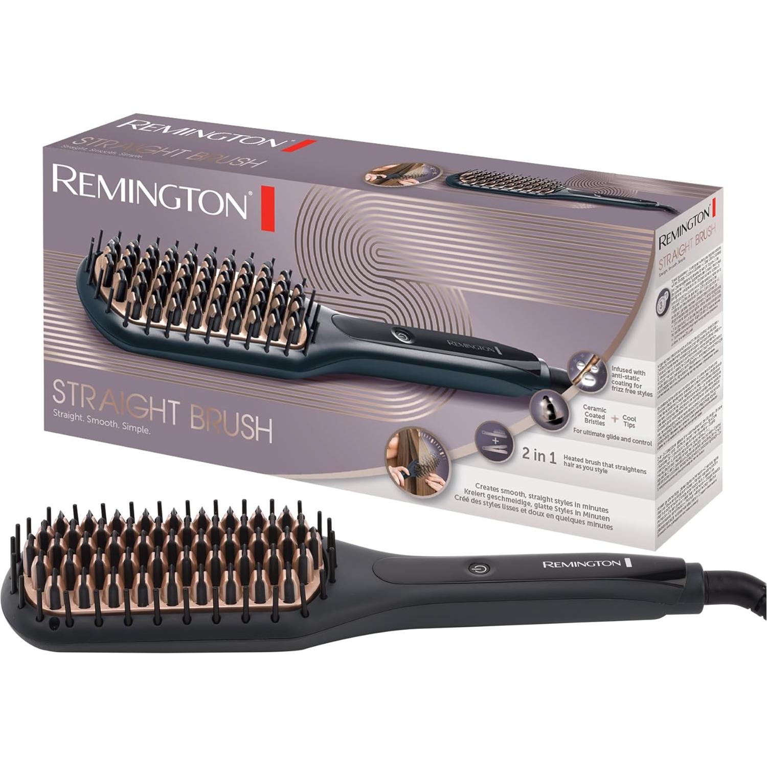 Remington CB7400, Professional Style Hair Straightening Brush, Hair Straightener, Black