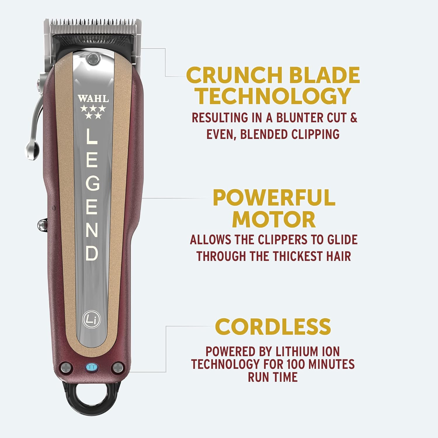 Wahl 5 Star Cordless Legend, Professional Hair Clippers, Pro Haircutting Kit, Adjustable Taper Lever, Crunch Blade, Wedge Blades, Cordless, Barbers Supplies