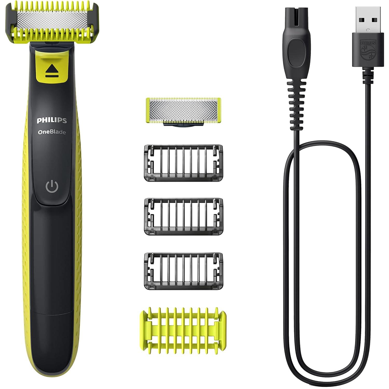 Philips OneBlade | Dual-Sided Blade | Unique One-Blade Technology | Long Lasting Battery | Waterproof | Electric Beard Trimmer, Shaver | Face + Body | QP2824