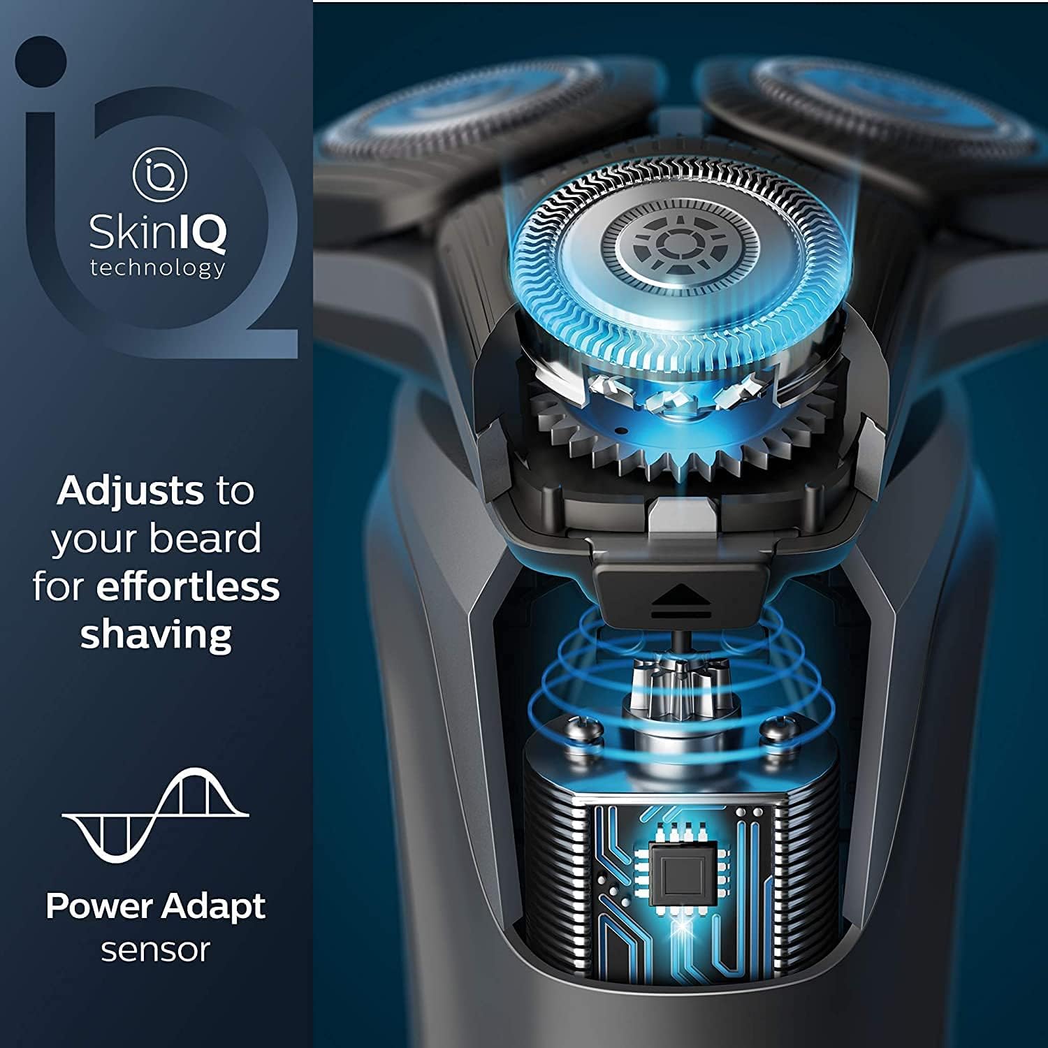 PHILIPS Shaver Series 5000 with Advanced SkinIQ, Wet & Dry Men's Electric Shaver with Integrated Pop-up Trimmer, 60 mins Run Time - S5588/30, Deep Black, [comes with UK Plug]