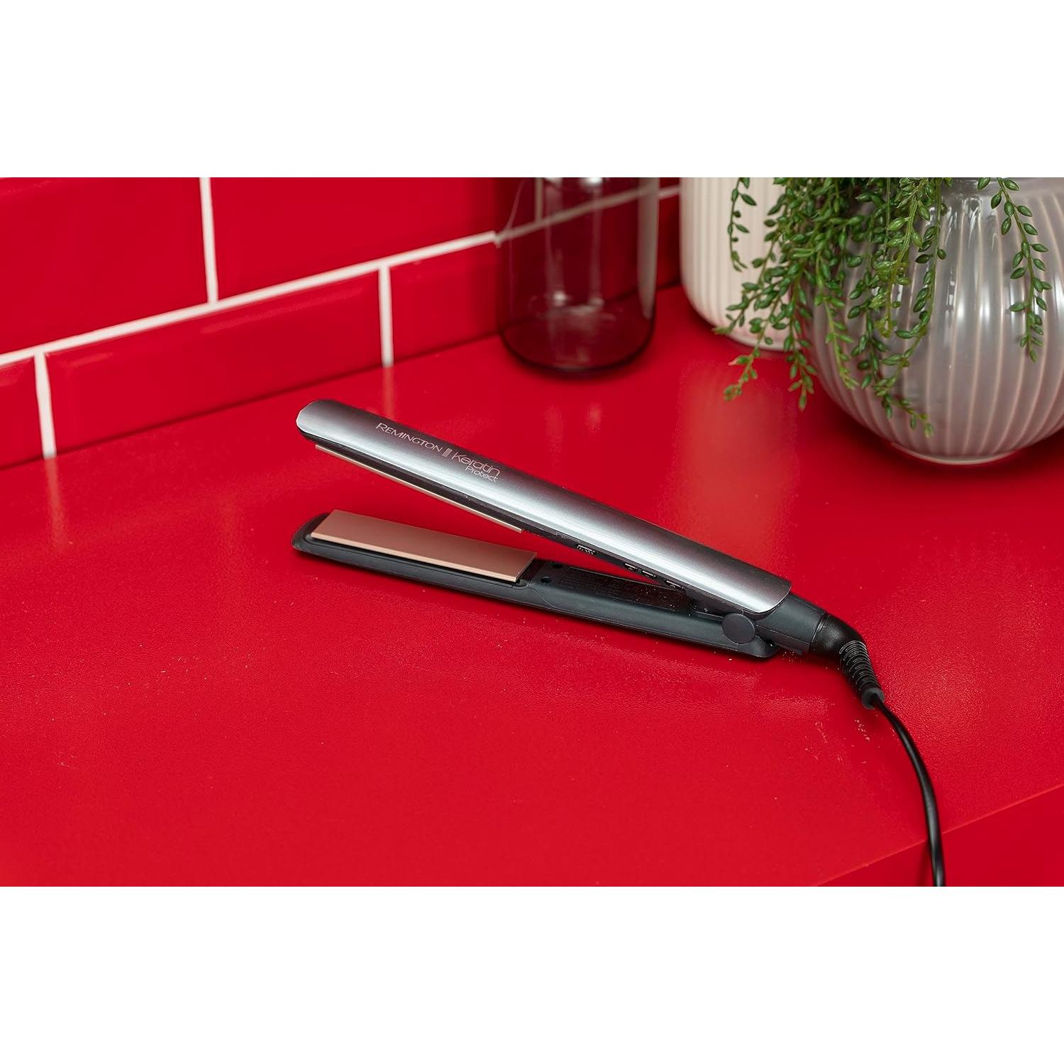 Remington S8598, Keratin Protect Intelligent Ceramic Hair Straighteners, Infused with Keratin and Almond Oil, Grey