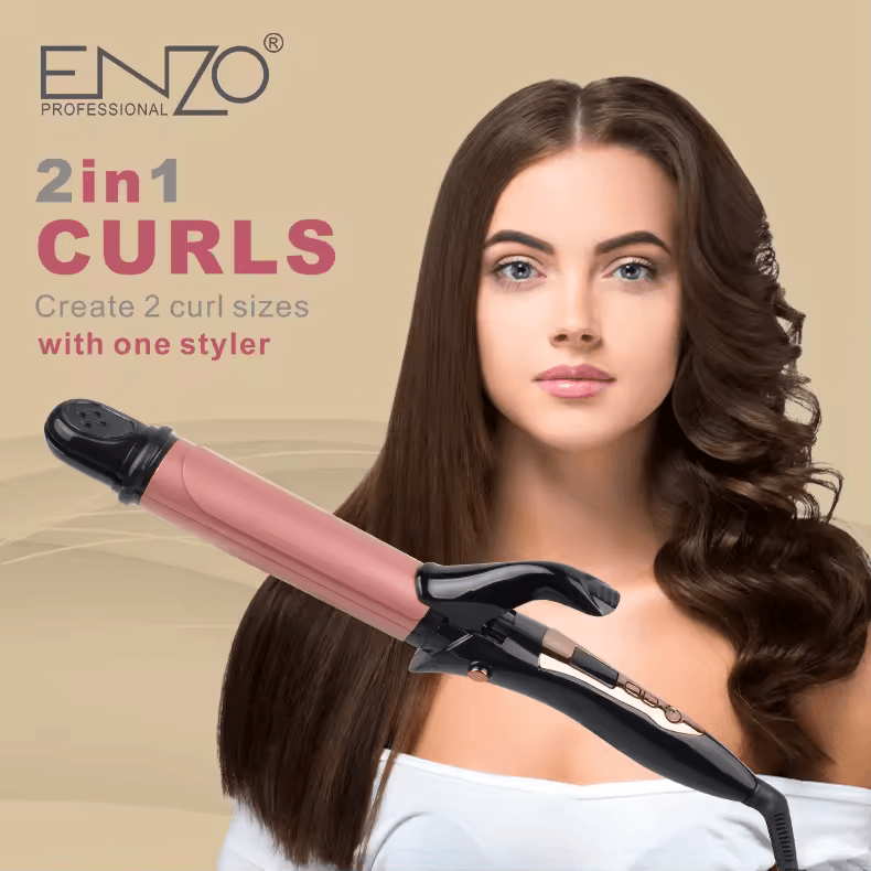 ENZO EN-9107 25 MM  2-in-1 Hair Curler and Straightener – Professional 2-in-1-Intl Version