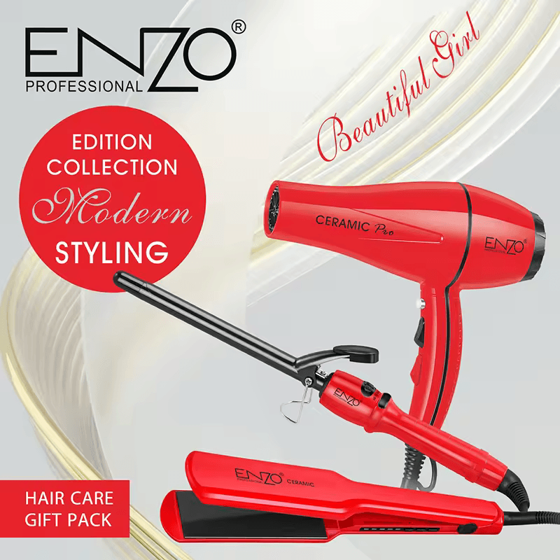 ENZO EN-6309 3-in-1 Hair Dryer, Straightener, Curler Combo Pack - Intl Version