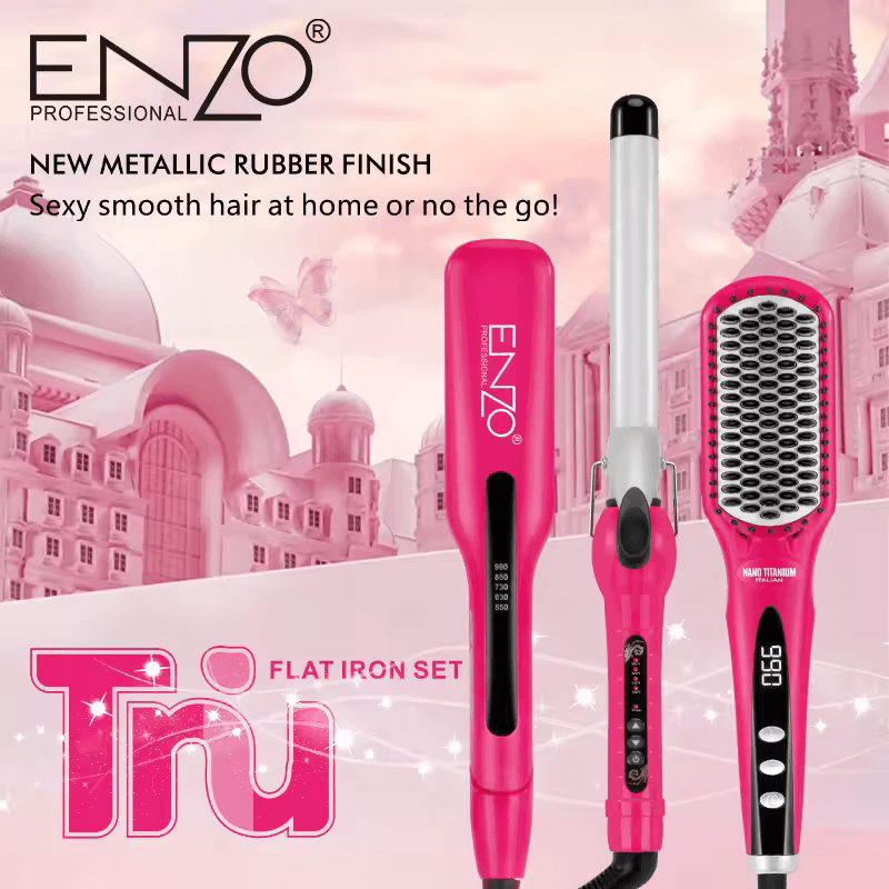 ENZO EN-3955W 3-in-1 Platinum Collection Hair Styling kit Combo Pack -Intl Version