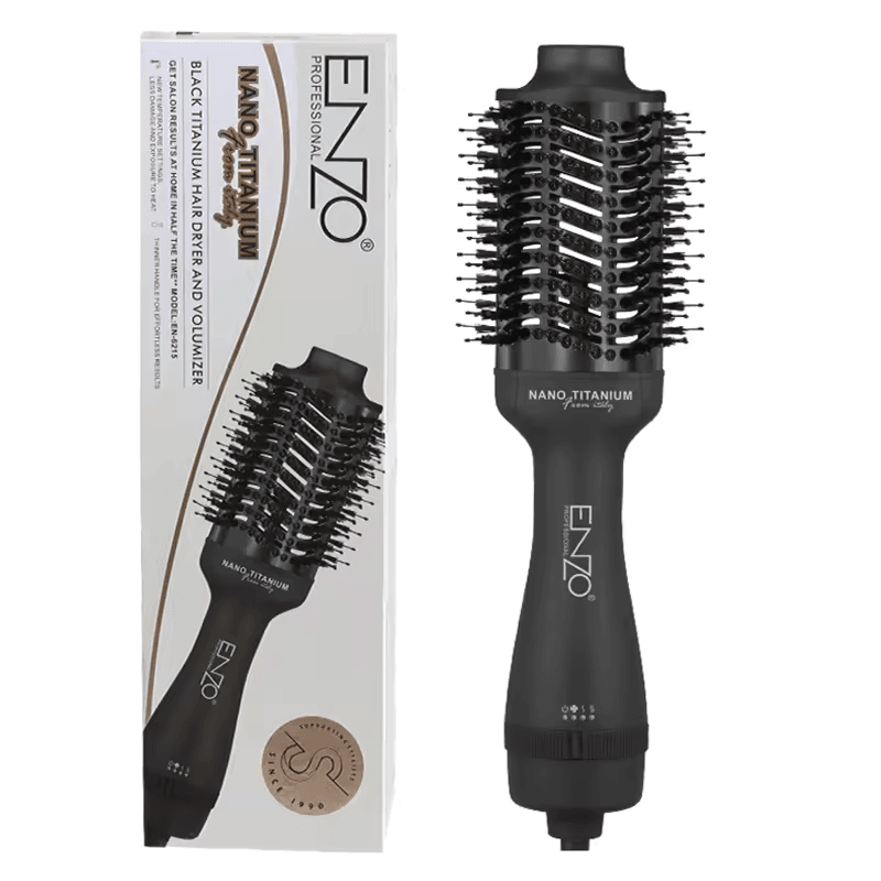 ENZO EN-6215 ENZO Round Blow Hair Brush – 2-in-1 Hair Dryer Brush, 1500W -Intl Version