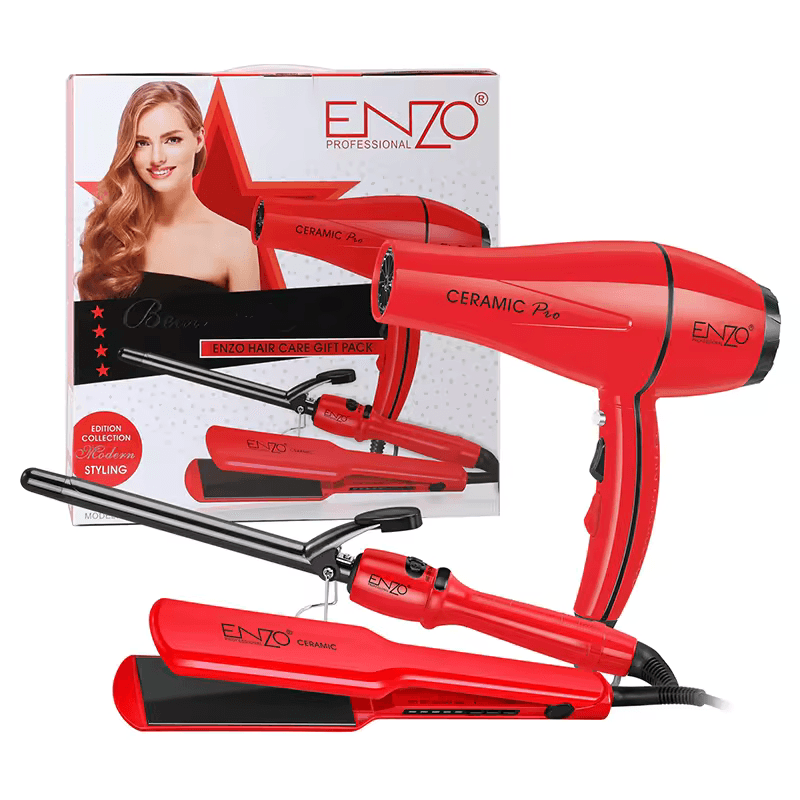 ENZO EN-6309 3-in-1 Hair Dryer, Straightener, Curler Combo Pack - Intl Version