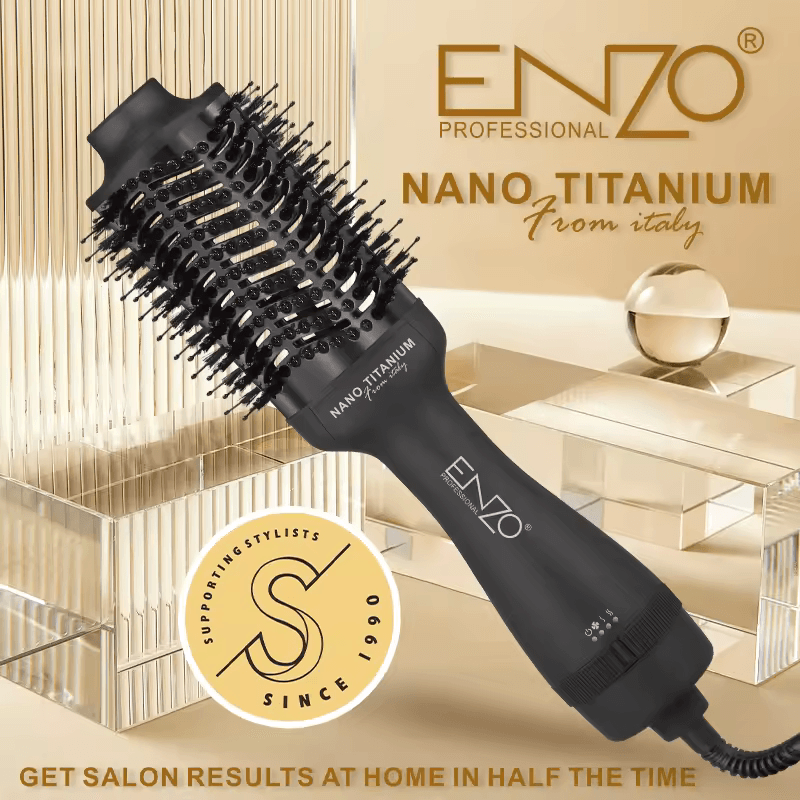 ENZO EN-6215 ENZO Round Blow Hair Brush – 2-in-1 Hair Dryer Brush, 1500W -Intl Version