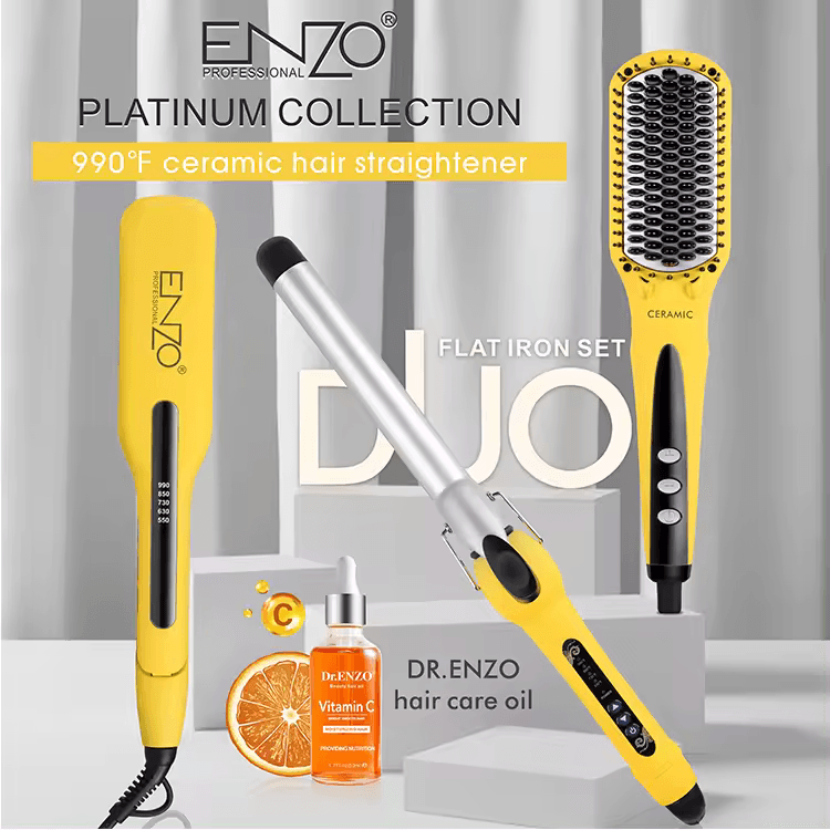 ENZO EN-3955W 3-in-1 Platinum Collection Hair Styling kit Combo Pack -Intl Version