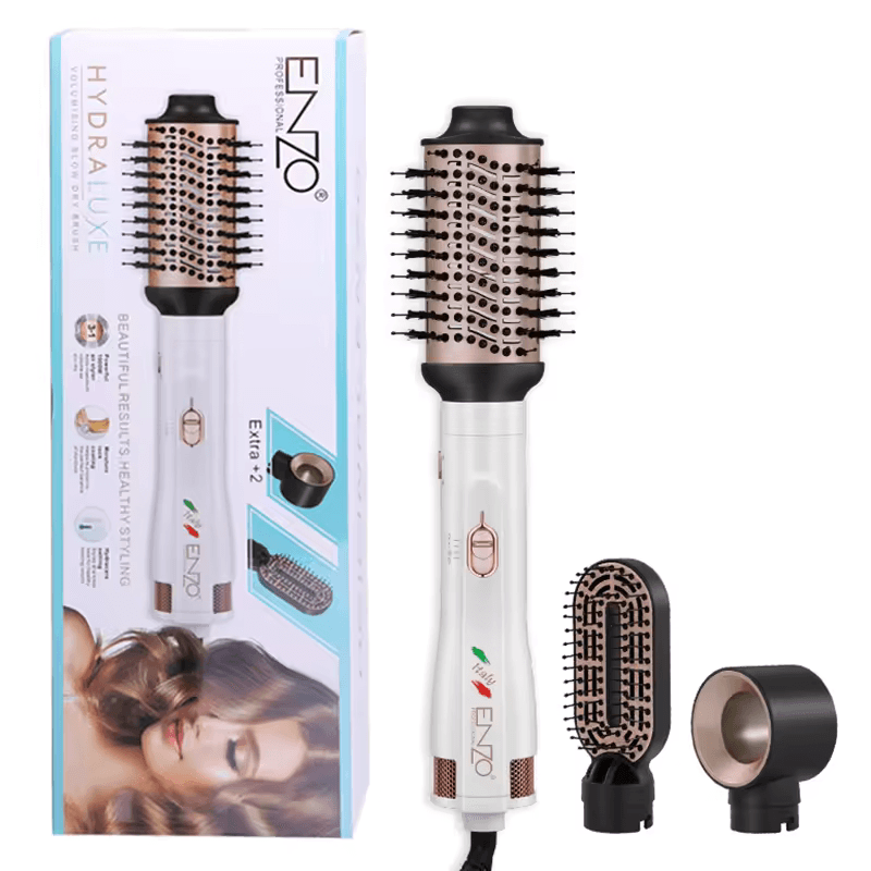 ENZO EN-740 ENZO 3-in-1 Hot Air Brush Blow Dryer, Curler, and Straightener Combo Pack - Intl Version