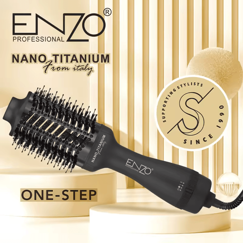 ENZO EN-6215 ENZO Round Blow Hair Brush – 2-in-1 Hair Dryer Brush, 1500W -Intl Version