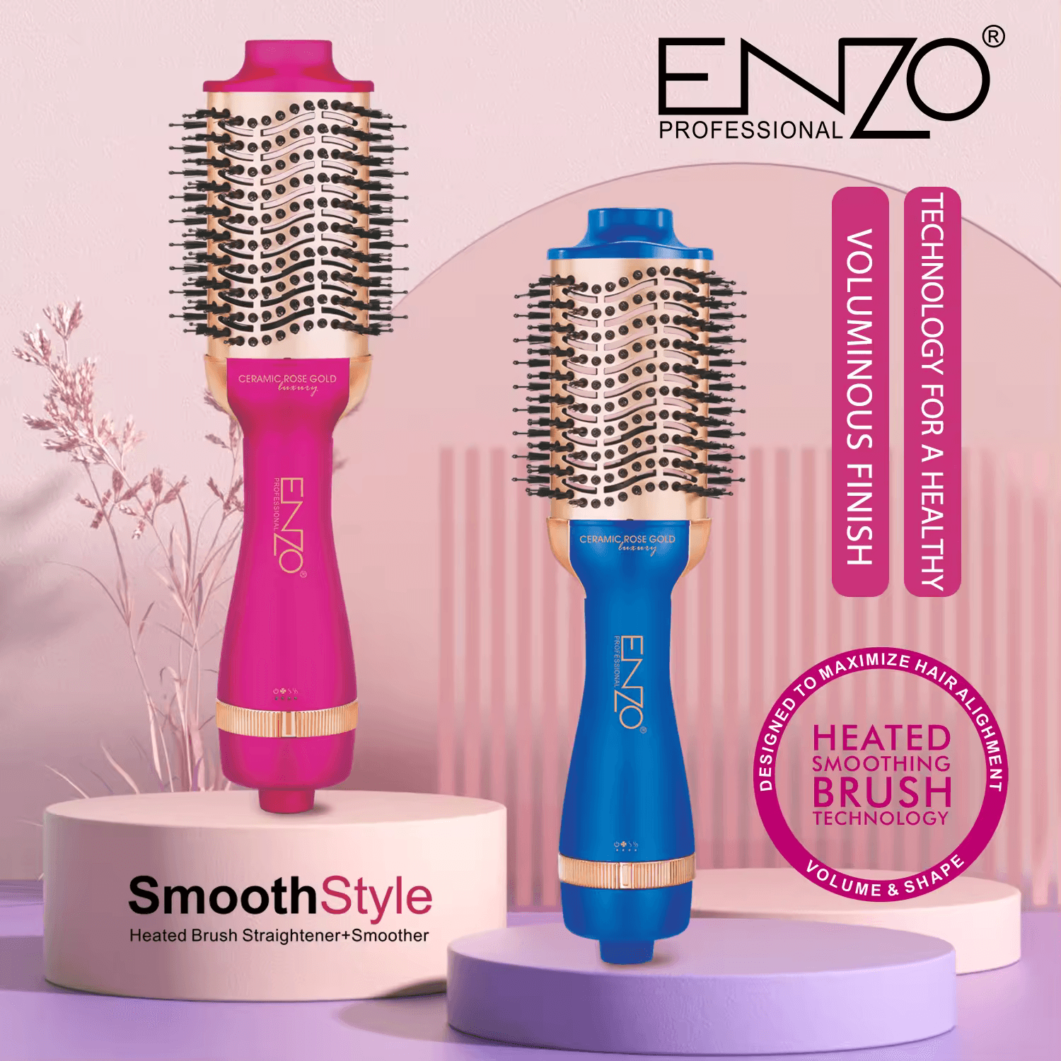 "ENZO EN-6213  Electric Ion Hot Air Brush – 2-in-1 Hair Dryer and Styler-Intl Version