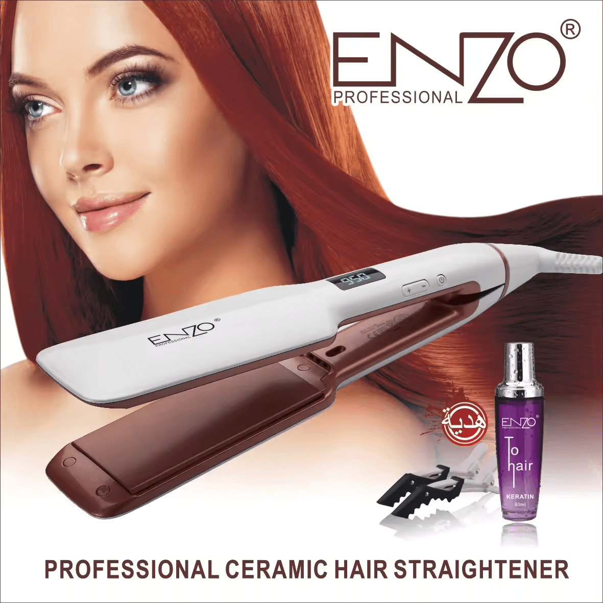 ENZO EN-3888S Professional Hair Straightener- Intl Version