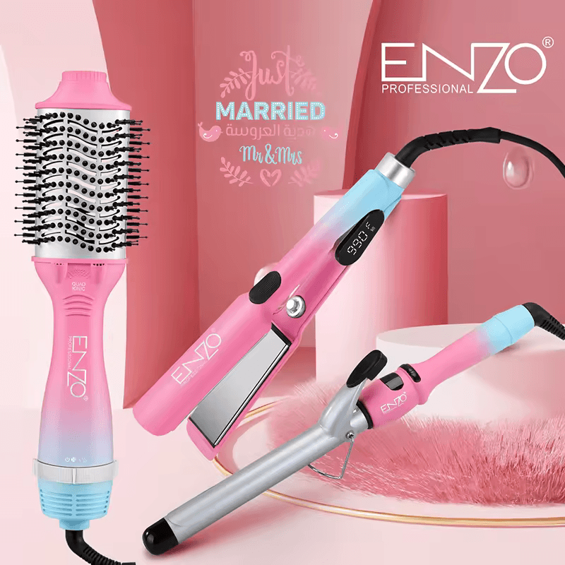 ENZO EN-3312 Hair Styling Pack - Professional Straightener, Curler Combo Pack - Intl Version