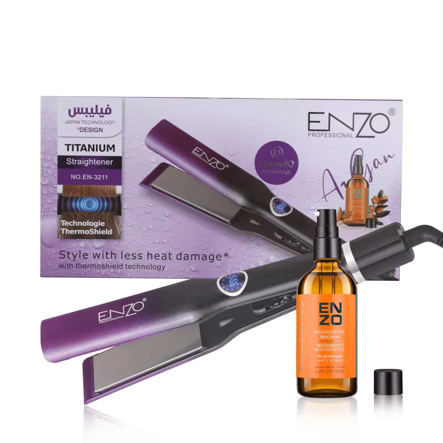 ENZO EN-3211 Professional Ceramic Titanium Hair Straightener – Intl Version