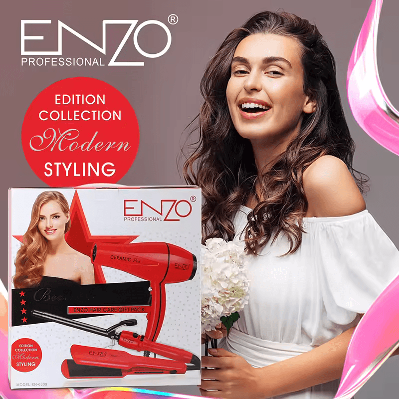 ENZO EN-6309 3-in-1 Hair Dryer, Straightener, Curler Combo Pack - Intl Version